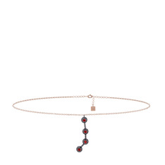 Garnet 925 ayar siyah rodyum kaplama gümüş bilezik (20 cm rose altın rolo zincir)