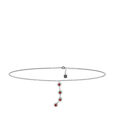 Aries Halhal - Garnet 18 ayar beyaz altın bilezik (20 cm gümüş rolo zincir) #6e4g7i