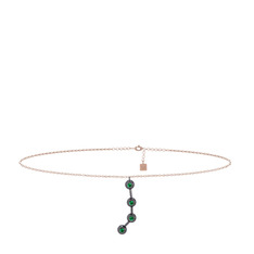 Aries Halhal - Yeşil kuvars 925 ayar siyah rodyum kaplama gümüş bilezik (20 cm rose altın rolo zincir) #730pgx