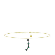 Aries Halhal - Yeşil kuvars 925 ayar siyah rodyum kaplama gümüş bilezik (20 cm altın rolo zincir) #8ksnvs