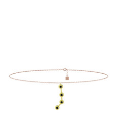 Aries Halhal - Siyah zirkon 14 ayar altın bilezik (20 cm rose altın rolo zincir) #akxho8