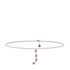 Aries Halhal - Pırlanta 925 ayar rose altın kaplama gümüş bilezik (0.044 karat, 20 cm gümüş rolo zincir) #b81s04