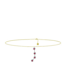 Aries Halhal - Rodolit garnet 14 ayar beyaz altın bilezik (20 cm altın rolo zincir) #c8dg7r