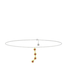 Rodolit garnet 925 ayar altın kaplama gümüş bilezik (20 cm beyaz altın rolo zincir)