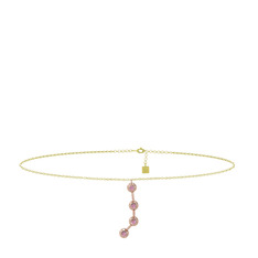 Aries Halhal - Pembe kuvars 925 ayar rose altın kaplama gümüş bilezik (20 cm altın rolo zincir) #covtc6