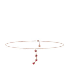 Rodolit garnet 14 ayar rose altın bilezik (20 cm gümüş rolo zincir)