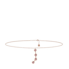 Aries Halhal - Pembe kuvars 8 ayar rose altın bilezik (20 cm rose altın rolo zincir) #fzthty