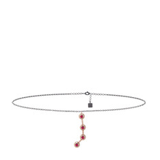 Rodolit garnet 14 ayar rose altın bilezik (20 cm gümüş rolo zincir)