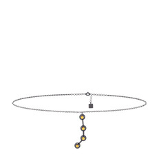 Aries Halhal - Sitrin 925 ayar siyah rodyum kaplama gümüş bilezik (20 cm gümüş rolo zincir) #jvzils