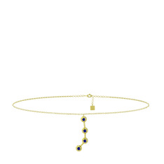 Aries Halhal - Lab safir 925 ayar altın kaplama gümüş bilezik (20 cm altın rolo zincir) #mp8x7s