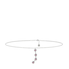 Aries Halhal - Pembe kuvars 8 ayar beyaz altın bilezik (20 cm beyaz altın rolo zincir) #qlnqsp