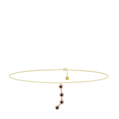 Siyah zirkon 925 ayar rose altın kaplama gümüş bilezik (20 cm altın rolo zincir)