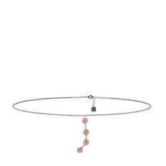 Aries Halhal - Pembe kuvars 18 ayar rose altın bilezik (20 cm gümüş rolo zincir) #t3bm31