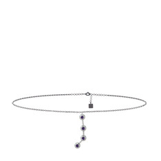 Aries Halhal - Ametist 18 ayar beyaz altın bilezik (20 cm gümüş rolo zincir) #w78lyi