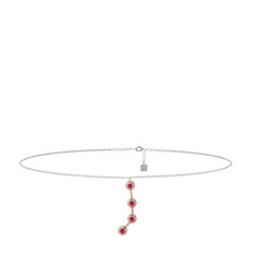 Aries Halhal - Rodolit garnet 14 ayar rose altın bilezik (20 cm beyaz altın rolo zincir) #yk5eoa