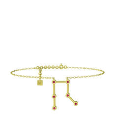 Gemini Halhal - Rodolit garnet 18 ayar altın bilezik (20 cm altın rolo zincir) #101pssb