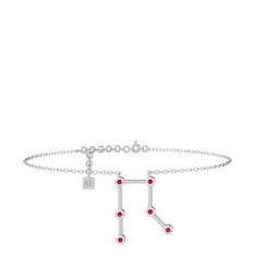 Rodolit garnet 14 ayar beyaz altın bilezik (20 cm beyaz altın rolo zincir)