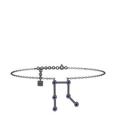 Gemini Halhal - Lab safir 925 ayar siyah rodyum kaplama gümüş bilezik (20 cm gümüş rolo zincir) #10bcsx4
