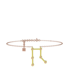 Pembe kuvars 8 ayar altın bilezik (20 cm rose altın rolo zincir)