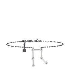 Gemini Halhal - Pırlanta 8 ayar beyaz altın bilezik (0.066 karat, 20 cm gümüş rolo zincir) #11lps08