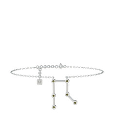 Gemini Halhal - Peridot 18 ayar beyaz altın bilezik (20 cm beyaz altın rolo zincir) #12rdh40