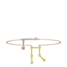 Gemini Halhal - Sitrin 925 ayar altın kaplama gümüş bilezik (20 cm rose altın rolo zincir) #151to6h