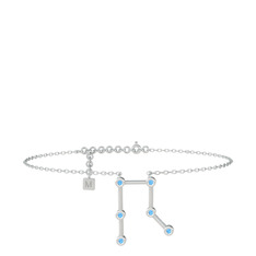 Gemini Halhal - Akuamarin 8 ayar beyaz altın bilezik (20 cm beyaz altın rolo zincir) #15bcduk