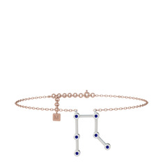 Lab safir 18 ayar beyaz altın bilezik (20 cm gümüş rolo zincir)