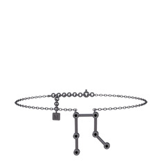 Gemini Halhal - Siyah zirkon 925 ayar siyah rodyum kaplama gümüş bilezik (20 cm gümüş rolo zincir) #18l8yvf