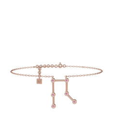 Gemini Halhal - Pembe kuvars 18 ayar rose altın bilezik (20 cm rose altın rolo zincir) #190dc48