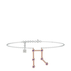 Gemini Halhal - Ametist 18 ayar rose altın bilezik (20 cm beyaz altın rolo zincir) #1aw2esf