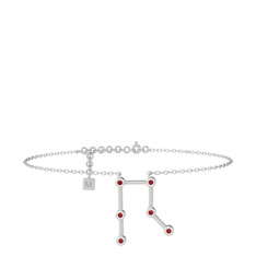 Garnet 18 ayar beyaz altın bilezik (20 cm beyaz altın rolo zincir)