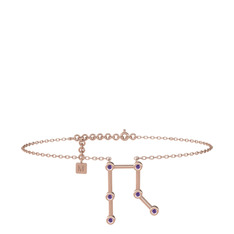 Ametist 18 ayar rose altın bilezik (20 cm rose altın rolo zincir)