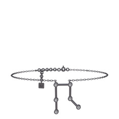 Gemini Halhal - Swarovski 925 ayar siyah rodyum kaplama gümüş bilezik (20 cm gümüş rolo zincir) #1d3luh9