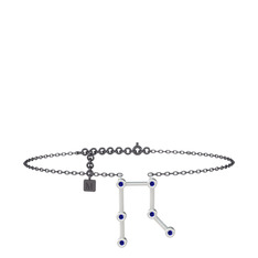 Lab safir 14 ayar beyaz altın bilezik (20 cm gümüş rolo zincir)