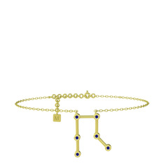 Gemini Halhal - Lab safir 18 ayar altın bilezik (20 cm gümüş rolo zincir) #1deyny2