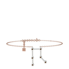 Dumanlı kuvars 8 ayar beyaz altın bilezik (20 cm rose altın rolo zincir)