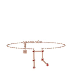 Gemini Halhal - Garnet 18 ayar rose altın bilezik (20 cm rose altın rolo zincir) #1gfurql