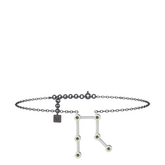 Gemini Halhal - Peridot 8 ayar beyaz altın bilezik (20 cm gümüş rolo zincir) #1i50hj2