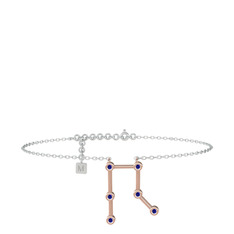 Lab safir 18 ayar rose altın bilezik (20 cm beyaz altın rolo zincir)
