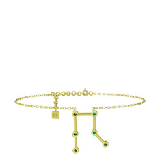 Gemini Halhal - Yeşil kuvars 14 ayar altın bilezik (20 cm altın rolo zincir) #1lssfet