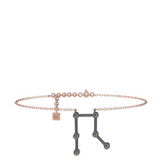 Gemini Halhal - Peridot 925 ayar siyah rodyum kaplama gümüş bilezik (20 cm rose altın rolo zincir) #1odxezh