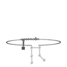 Gemini Halhal - Swarovski 18 ayar beyaz altın bilezik (20 cm gümüş rolo zincir) #1rotq3t