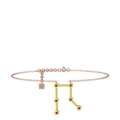 Gemini Halhal - Rodolit garnet 18 ayar altın bilezik (20 cm rose altın rolo zincir) #1wifyi5
