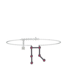 Gemini Halhal - Rodolit garnet 925 ayar siyah rodyum kaplama gümüş bilezik (20 cm beyaz altın rolo zincir) #1ws6w1x