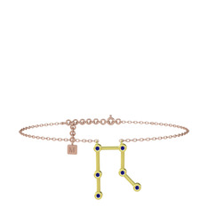 Gemini Halhal - Lab safir 925 ayar altın kaplama gümüş bilezik (20 cm rose altın rolo zincir) #1xpqbod