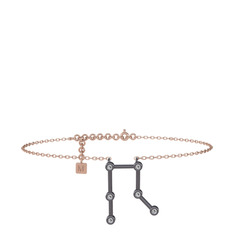 Gemini Halhal - Beyaz zirkon 925 ayar siyah rodyum kaplama gümüş bilezik (20 cm rose altın rolo zincir) #1xwr8qm