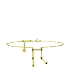 Gemini Halhal - Siyah zirkon 14 ayar altın bilezik (20 cm altın rolo zincir) #1y26179