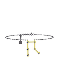 Lab safir 14 ayar altın bilezik (20 cm gümüş rolo zincir)