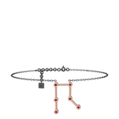 Gemini Halhal - Garnet 925 ayar rose altın kaplama gümüş bilezik (20 cm gümüş rolo zincir) #2jjepy